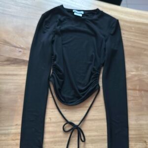Backless black long sleeve shirt